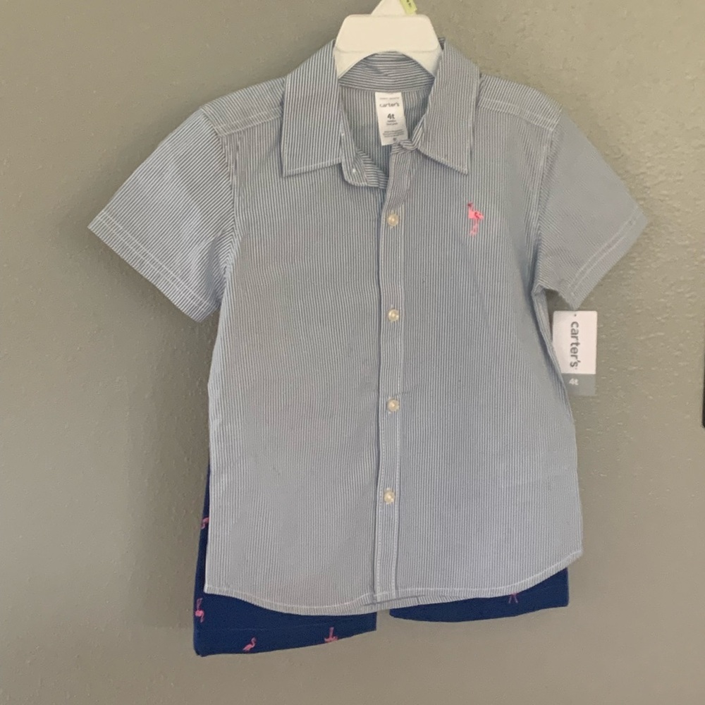 Carter's Light Blue Striped Button Down Shirt